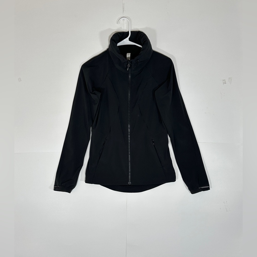Lululemon Women Mist Over Windbreaker Jacket Black Sz 2 Activewear Full Zip Hood